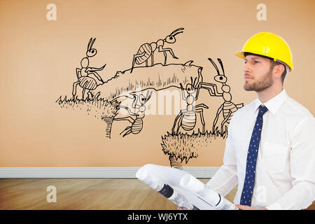 Composite image of thoughtful young architect posing Stock Photo