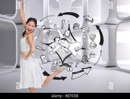 Composite image of happy and classy brunette posing Stock Photo