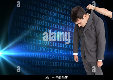 Composite image of businessman hanging Stock Photo