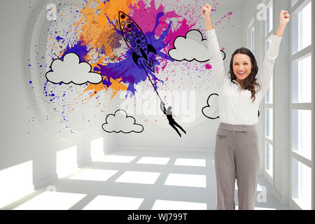 Composite image of cheerful businesswoman Stock Photo
