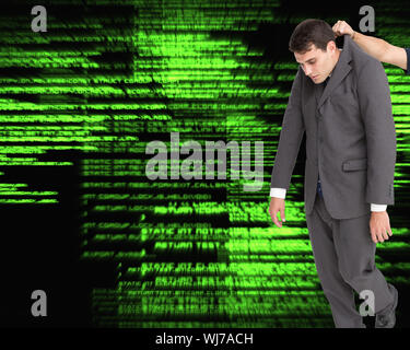 Composite image of businessman hanging against white background Stock Photo
