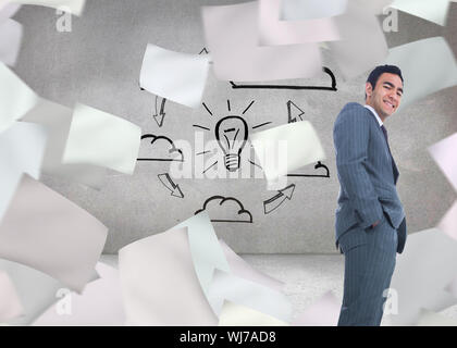 Composite image of smiling businessman standing Stock Photo