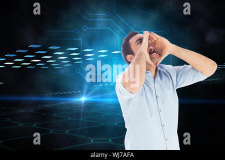 Composite image of shouting casual man standing Stock Photo
