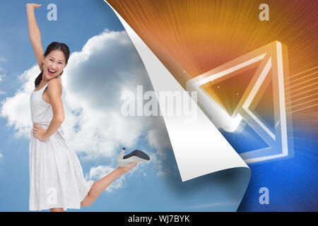 Composite image of happy and classy brunette posing Stock Photo