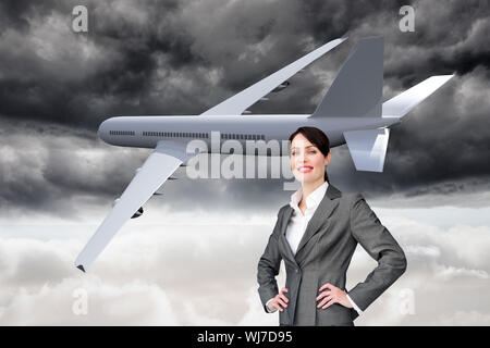 Composite image of attractive customer service agent with headset on Stock Photo