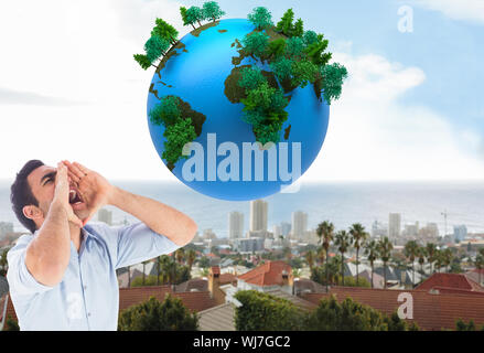 Composite image of shouting casual man standing Stock Photo
