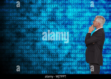 Composite image of thoughtful mature businessman posing Stock Photo