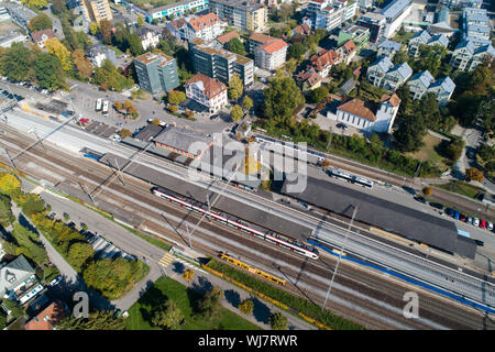 Wohlen station aerial view Stock Photo
