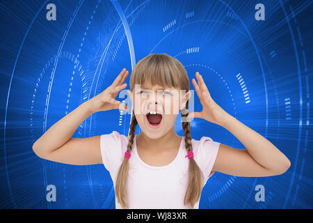 Composite image of crazy little girl Stock Photo