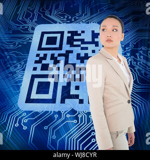 Composite image of unsmiling asian businesswoman Stock Photo