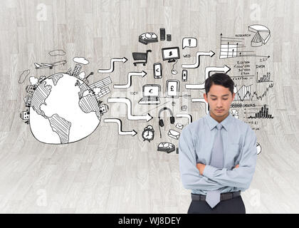 Composite image of serious asian businessman Stock Photo