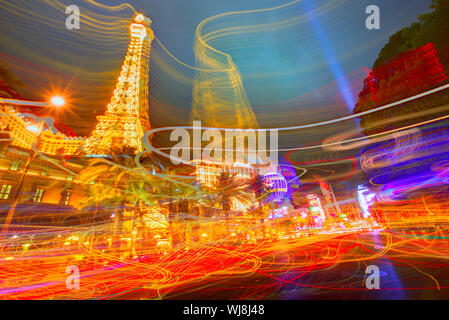 Editorial use only Paris Las Vegas Nevada Strip at night in 2013 spring Stock Photo