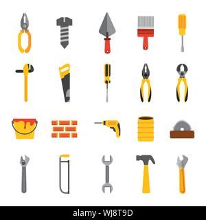 bundle of construction tools icons Stock Vector