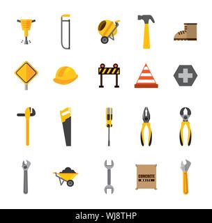bundle of construction tools icons Stock Vector
