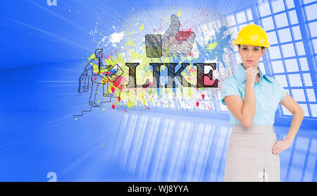 Composite image of thoughtful attractive architect posing Stock Photo