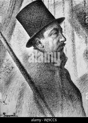 Georges Seurat, Paul Signac, (1863-1935), portrait drawing , 1890 Stock Photo