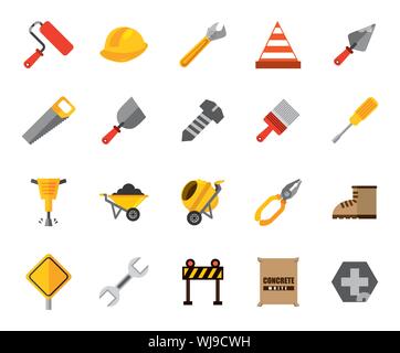 bundle of construction tools icons Stock Vector