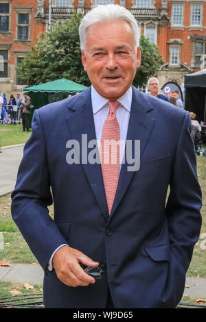 Westminster, London, UK. 03rd Sep 2019. Sir Alan Duncan, MP, Conservative.  Politicians are interviewed in and around College Green 'media village' in Westminster on the day Parliament returns from recess. Credit: Imageplotter/Alamy Live News Credit: Imageplotter/Alamy Live News Stock Photo