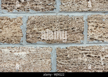 Construction of the wall of the coquina. Texture from natural materials Stock Photo