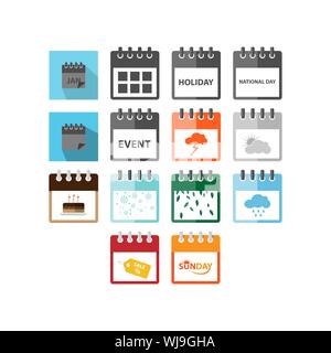 Calendar icon set vector image design on white background. Calendar event logo  vector design Stock Vector