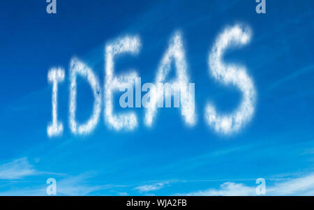 Ideas written in white in sky Stock Photo
