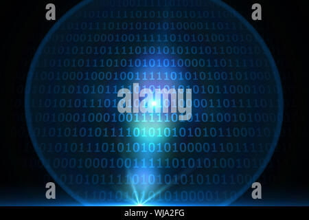 Glowing binary code on black background Stock Photo