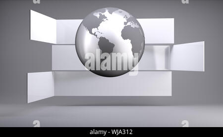 Planet on grey abstract background Stock Photo