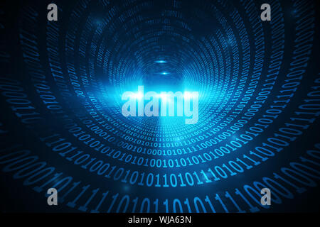 Spiral of shiny binary code Stock Photo