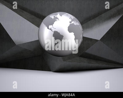 Planet on grey abstract background Stock Photo