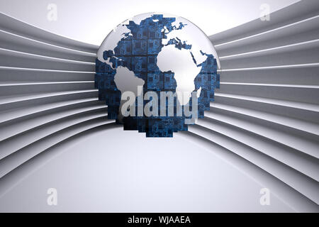 Digital globe on grey abstract background Stock Photo
