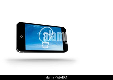 Cloud light bulb on smartphone screen Stock Photo