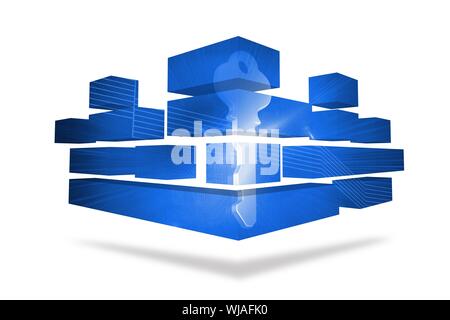 Digital key on abstract screen Stock Photo