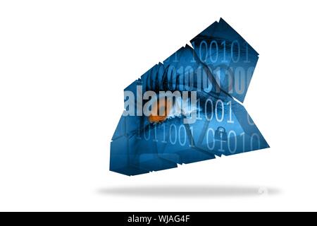 Eye and binary code on abstract screen Stock Photo
