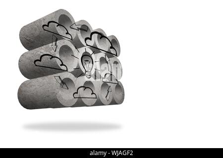 Cloud computing cycle on abstract screen Stock Photo