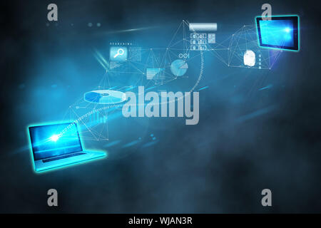 File transfer computing background Stock Photo