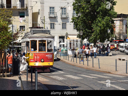 Lisbon's famous Tram 28 in Portugal's capital city Stock Photo