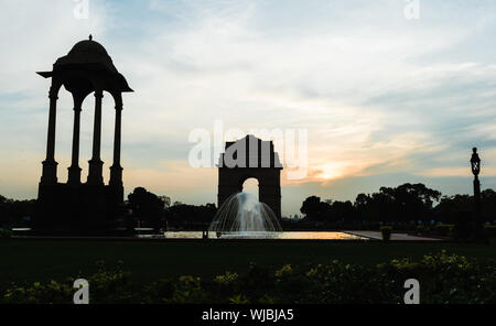 View of canopy and India Gate, a war memorial astride of Rajpath from British India Army who died in first world war Stock Photo