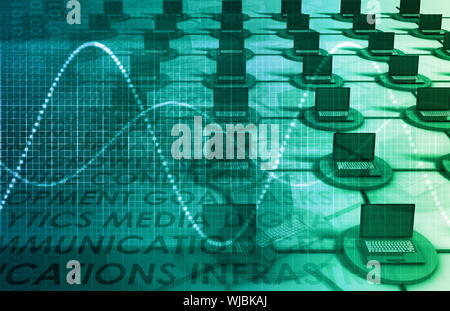 Computer Network LAN System in 3d Abstract Stock Photo