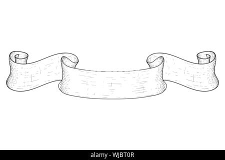 Paper scroll. Hand drawn sketch Stock Vector