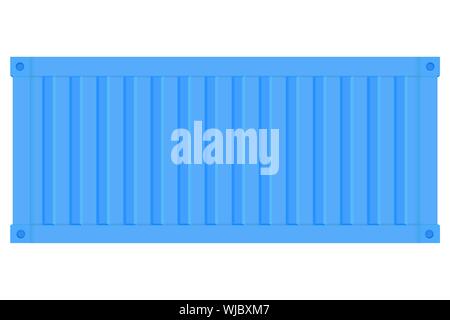 Blue shipping cargo metal container from different points of view. Flat ...