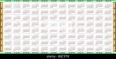 Full 8-year from 2009 to 2016 calendar Stock Photo - Alamy