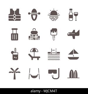 Summer and vacation icon set.Vector illustration Stock Vector