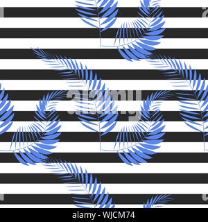 Tropical flowers and leaves on zebra background. Seamless. Animal Print Fashion. Stock Vector