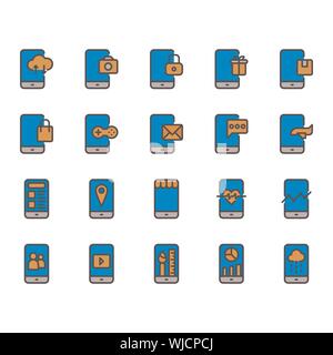Mobile application icon set. Vector illustration Stock Vector