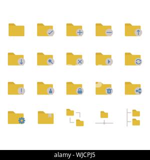 Folder related icon set. Vector illustration Stock Vector