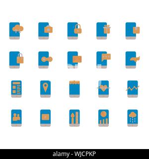 Mobile application icon set. Vector illustration Stock Vector