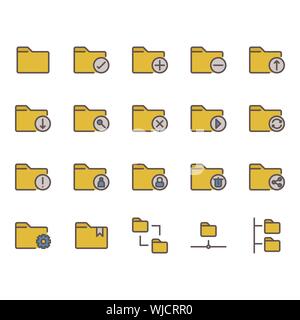 Folder related icon set. Vector illustration Stock Vector
