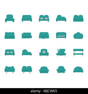 Sofa and seat icon set. Vector illustration Stock Vector