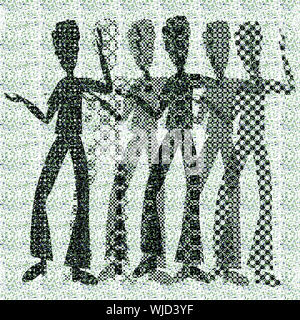 halftone raster dancing boys on dots background Stock Photo