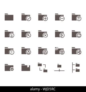 Folder related icon set. Vector illustration Stock Vector